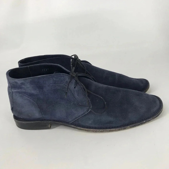 Andy Parker Lace up boot in super soft navy lambskin suede - Picture 1 of 10